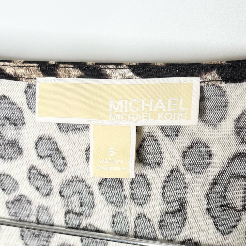 NWT Michael Michael Kors Leopard Animal Print Square Neck Long Sleeve Top Small - Picture 9 of 13